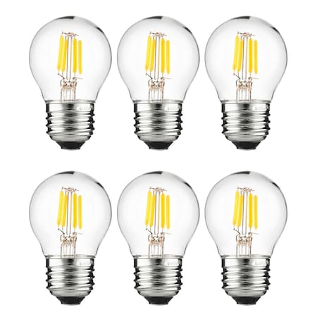 Sunlite LED G16 Filament Globe 3W 25W Equiv 250 Lumens Dimmable E26 Base Short Bulbs, 2700K, 6PK 40963-SU